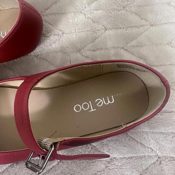 Me Too Women’s Faux Leather Red Flat Buckle Mary Janes Size 6.5W NWOT - Picture 4 of 12